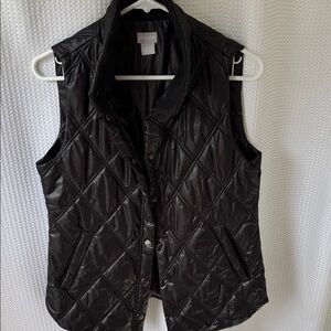 Chico's Shiny Black Quilted Vest